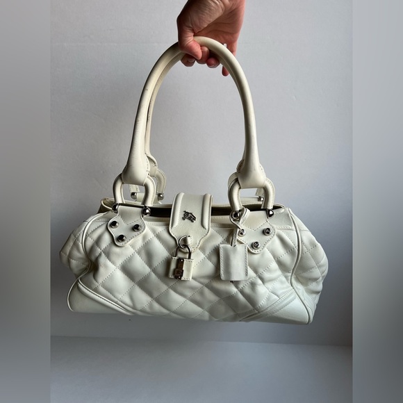 Burberry Handbags - BURBERRY White Quilted Leather Montgomery Satchel Shoulder Bag